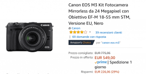 Canon m3 offerta